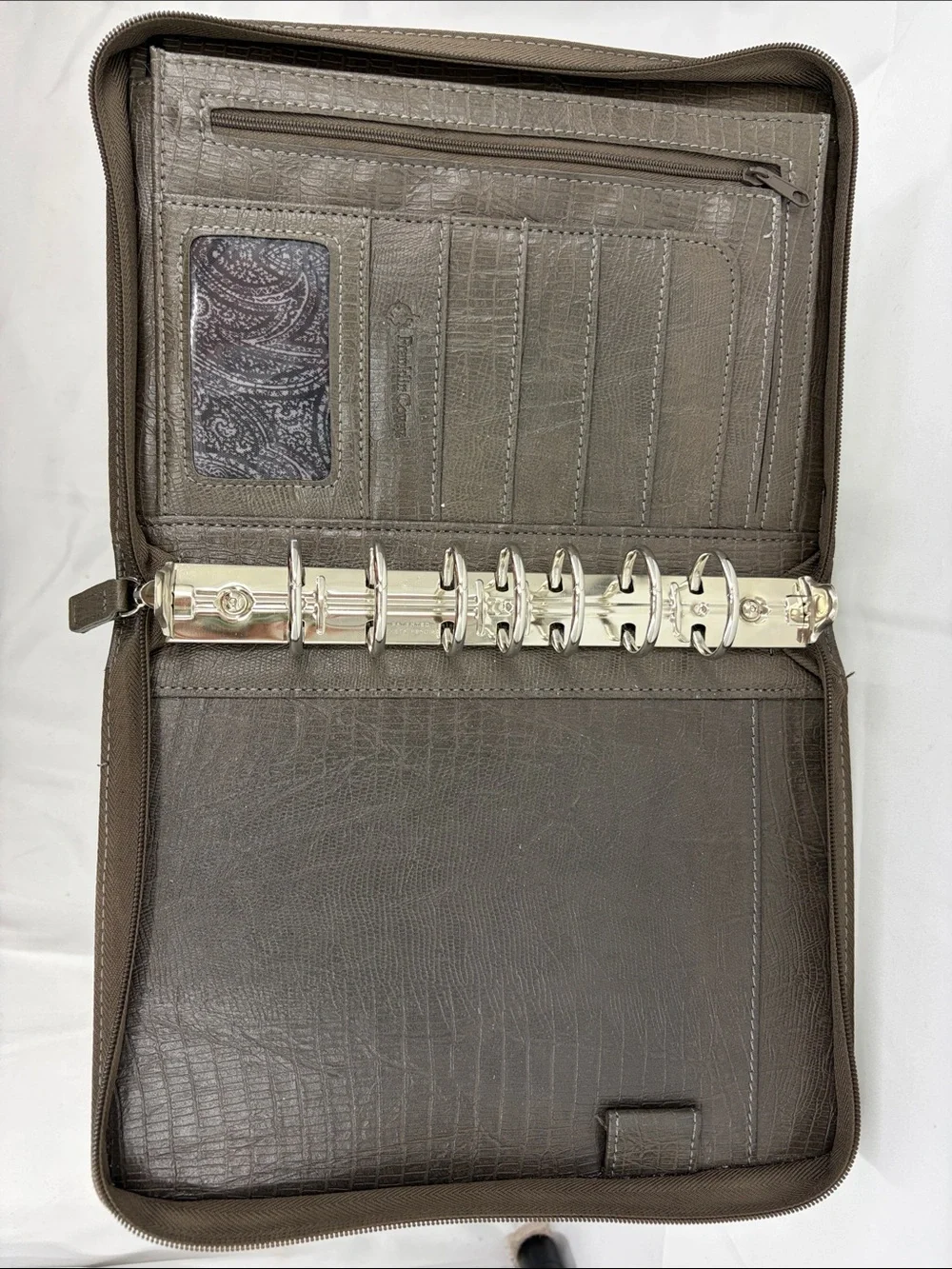Franklin Covey Faux Croc Classic Zip Planner Binder Case Organizer, 7 ring, 1.5